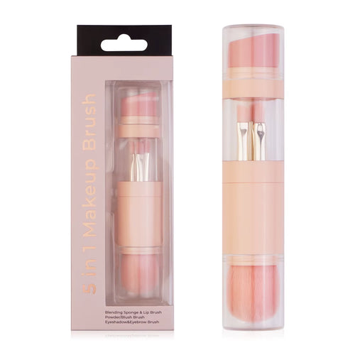 5 in 1 Portable Retractable Makeup Brushes for Foundation Eyebrow Lip Eyeshadow Loose Powder Cosmetic Set Makeup Brush Tools